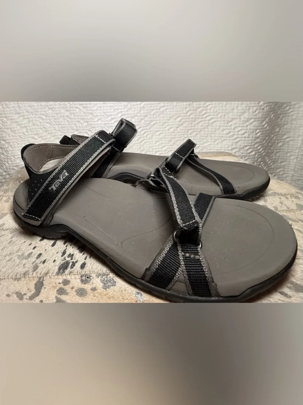 Teva Strappy Sport Sandals Black Trail Hiking Comfort US 7